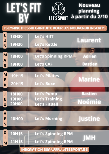 Let's Sport -  GRILLE HORAIRE présentation